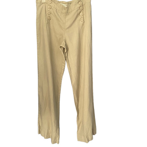 Max Studio Cream Linen Wide Leg Sailor Front Trousers Size 8